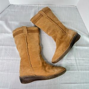 Bjorndal Tan Suede Mid-Calf Braided Boots Size 10